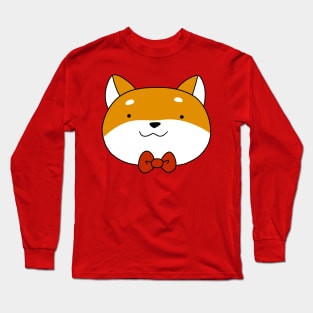 Bow Tie Shiba Face Long Sleeve T-Shirt